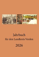 Jahrbuch Landkreis Verden 2026 - Infospalte 200px Das Titelbild des Jahrbuchs für den Landkreis Verden 2026 zeigt auf unifarbenen Untergrund drei kleine Bilder: ein altes Schulfoto, ein mit historischen Büchern gefülltes Bücherregal und einr Zeichnung, auf der ein Dorf mit Windmühle am Deich zu sehen ist.